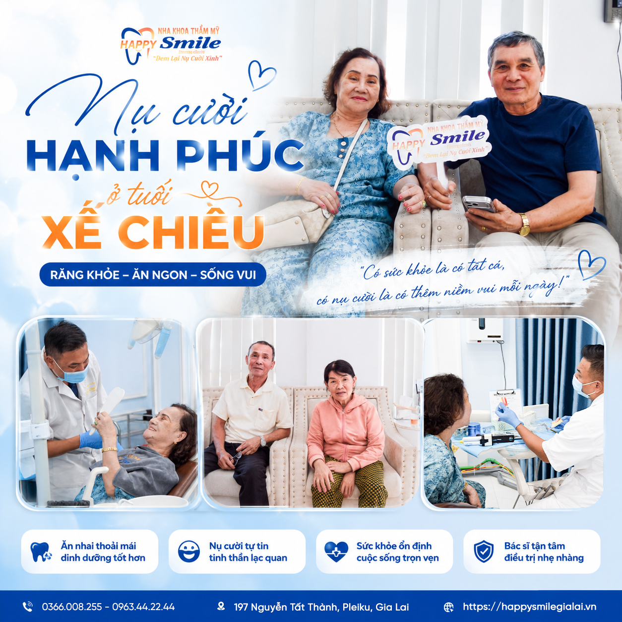 Nụ cười hạnh phúc ở tuổi xế chiều tại Nha Khoa Happy Smile