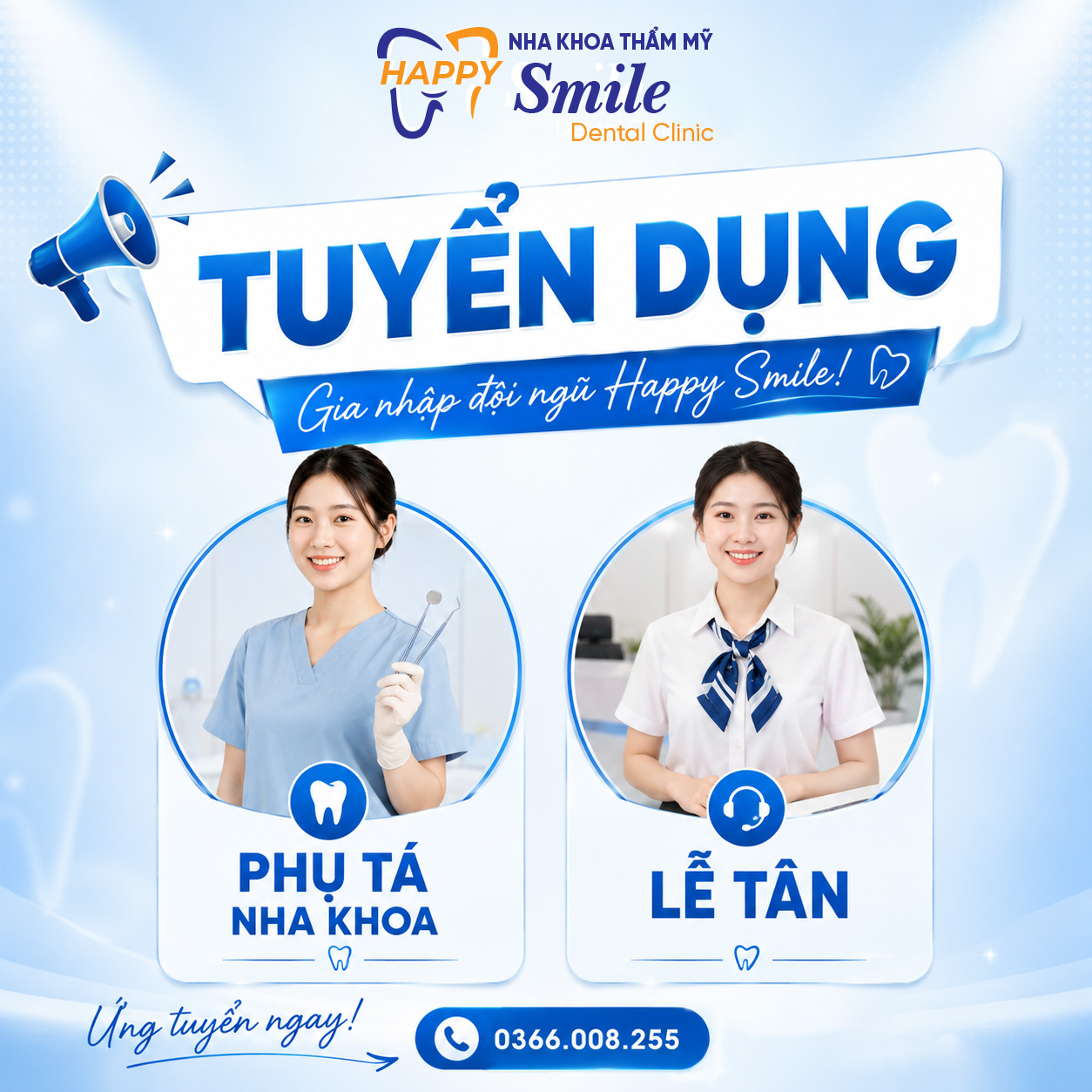 [TUYỂN DỤNG] NHA KHOA THẨM MỸ HAPPY SMILE TUYỂN DỤNG PHỤ TÁ NHA KHOA VÀ LỄ TÂN TẠI PLEIKU